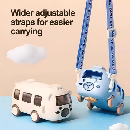 Bus Shape Water Bottle For Kids With Straw