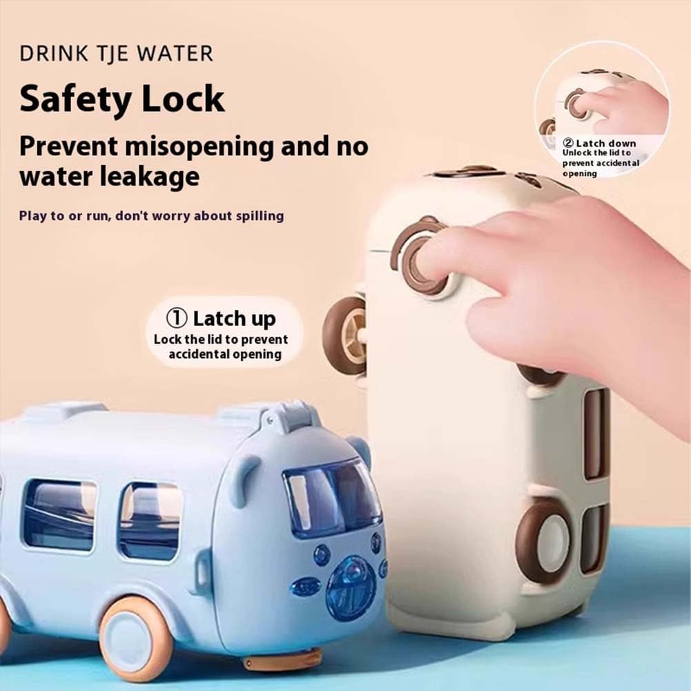 Bus Shape Water Bottle For Kids With Straw