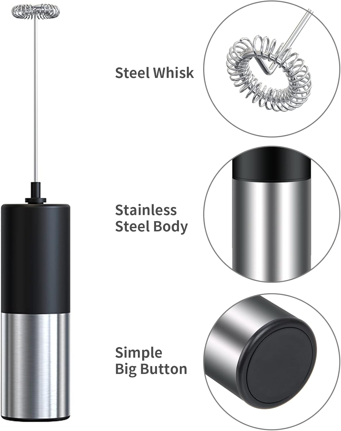 Steel Handheld  Frother  For Coffee Egg Beater