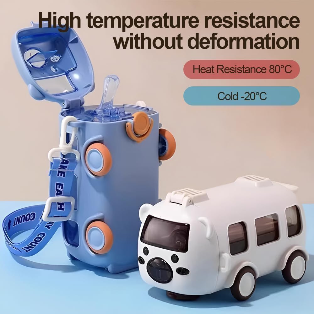 Bus Shape Water Bottle For Kids With Straw