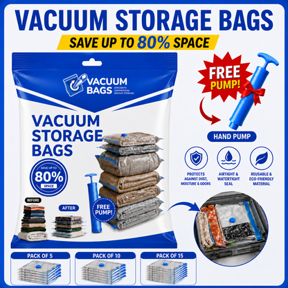Travel Vac™ + Vacuum Storage Bags with Hand Pump 5pcs