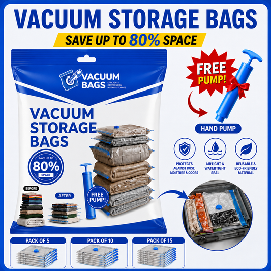 Travel Vac™ + Vacuum Storage Bags with Hand Pump 5pcs