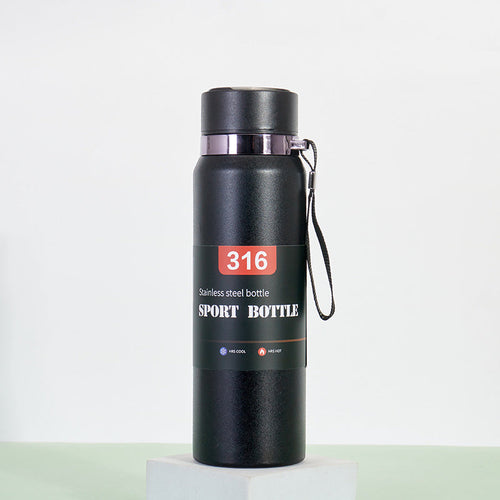 Portable VVacuum Stainless Steel Temperature Display Sports Smart Water Bottle 800ML) Black Color