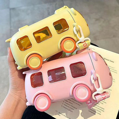 Bus Shape Water Bottle For Kids With Straw